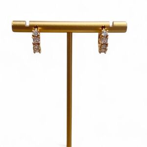 18K Rose Gold Plated Rhinestone Huggy Hoop Earrings - NWOT